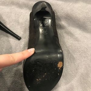 Black peeptoe high heels